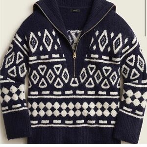 J.Crew S-M Relaxed half-zip sweater geometric knit. ALSO SELLING MATCHING PANTS